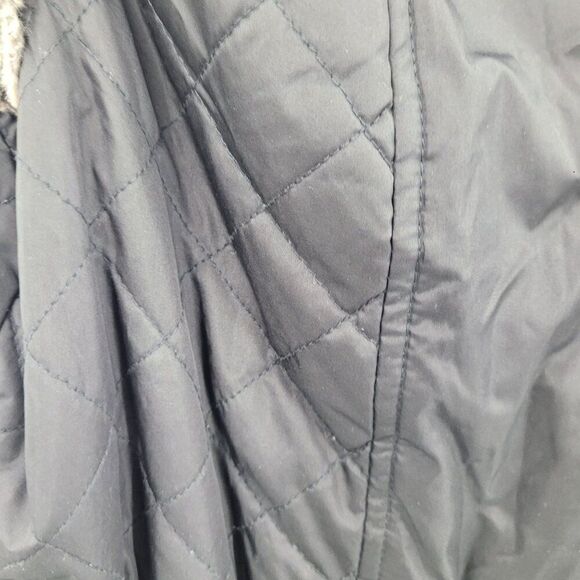 Reversible Womens Giacca Gray Vegan Faux Fur Vest Black Quilted Vest Sz L Pocket - Picture 6 of 16
